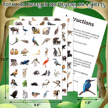 Fancy Land 140Pcs Safari Temporary Tattoos for Kids – Jungle Animal Individual Tattoos for Wild Theme Birthday Party Decorations, Favors, Baby Shower Supplies, Goodie Bag Stuffers