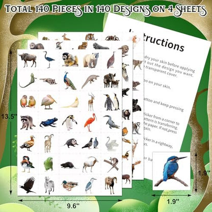 Fancy Land 140Pcs Safari Temporary Tattoos for Kids – Jungle Animal Individual Tattoos for Wild Theme Birthday Party Decorations, Favors, Baby Shower Supplies, Goodie Bag Stuffers