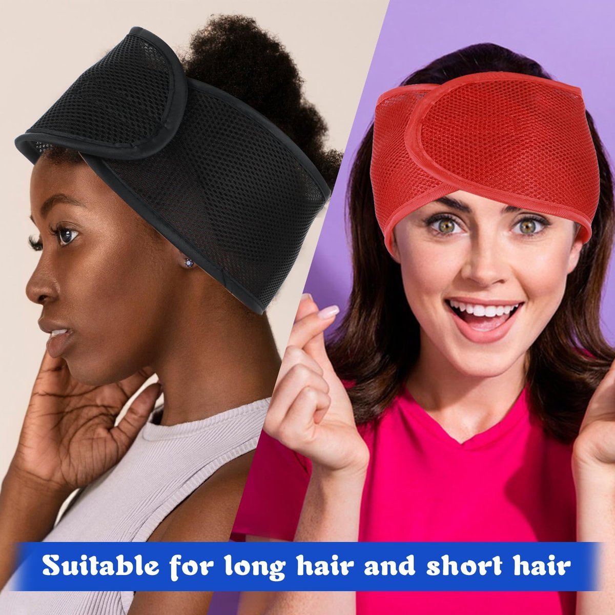 JJUNW 4 Pack Mesh Hair Wraps for Black Women - Breathable Headbands for Sleeping, Face Wash, Spa, and Makeup - görsel 5