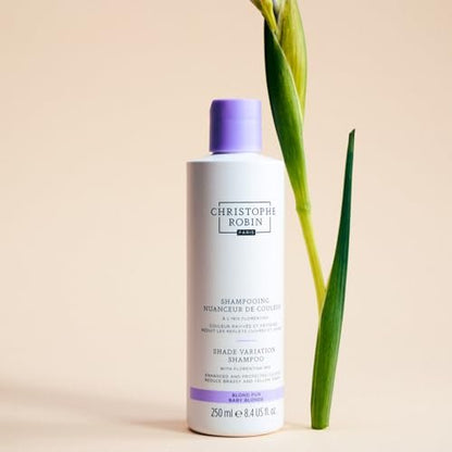 Christophe Robin Shade Variation Baby Blonde Toning Purple Shampoo with Florentina Iris - Neutralizes Brassy, Yellow Tones for Blonde, Bleached, Silver, Highlighted Hair (250ml)
