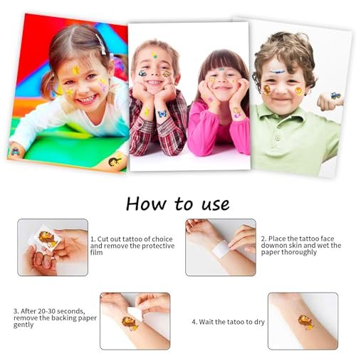 Habett 300+ Mixed Styles Temporary Tattoos for Kids - Space, Dinosaur, Animals, Butterfly, Fish Stickers Set for Birthday Party Favors - görsel 10