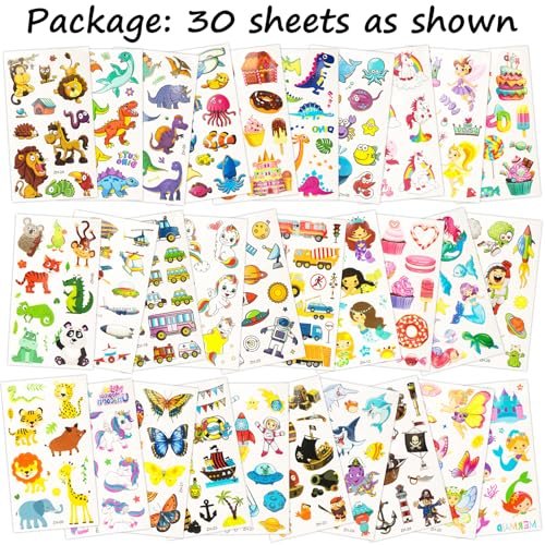 Habett 300+ Mixed Styles Temporary Tattoos for Kids - Space, Dinosaur, Animals, Butterfly, Fish Stickers Set for Birthday Party Favors - görsel 4