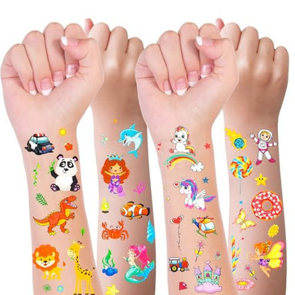 Habett 300+ Mixed Styles Temporary Tattoos for Kids - Space, Dinosaur, Animals, Butterfly, Fish Stickers Set for Birthday Party Favors