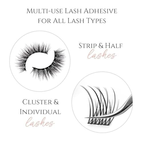 True Beauty Lashes Gentle Formula Lash Glue – 24 Hour Hold, Aloe-Infused, Dries Clear, Water Resistant Avelisse
