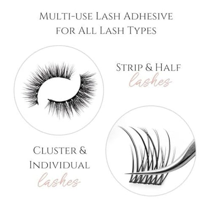True Beauty Lashes Gentle Formula Lash Glue – 24 Hour Hold, Aloe-Infused, Dries Clear, Water Resistant Avelisse