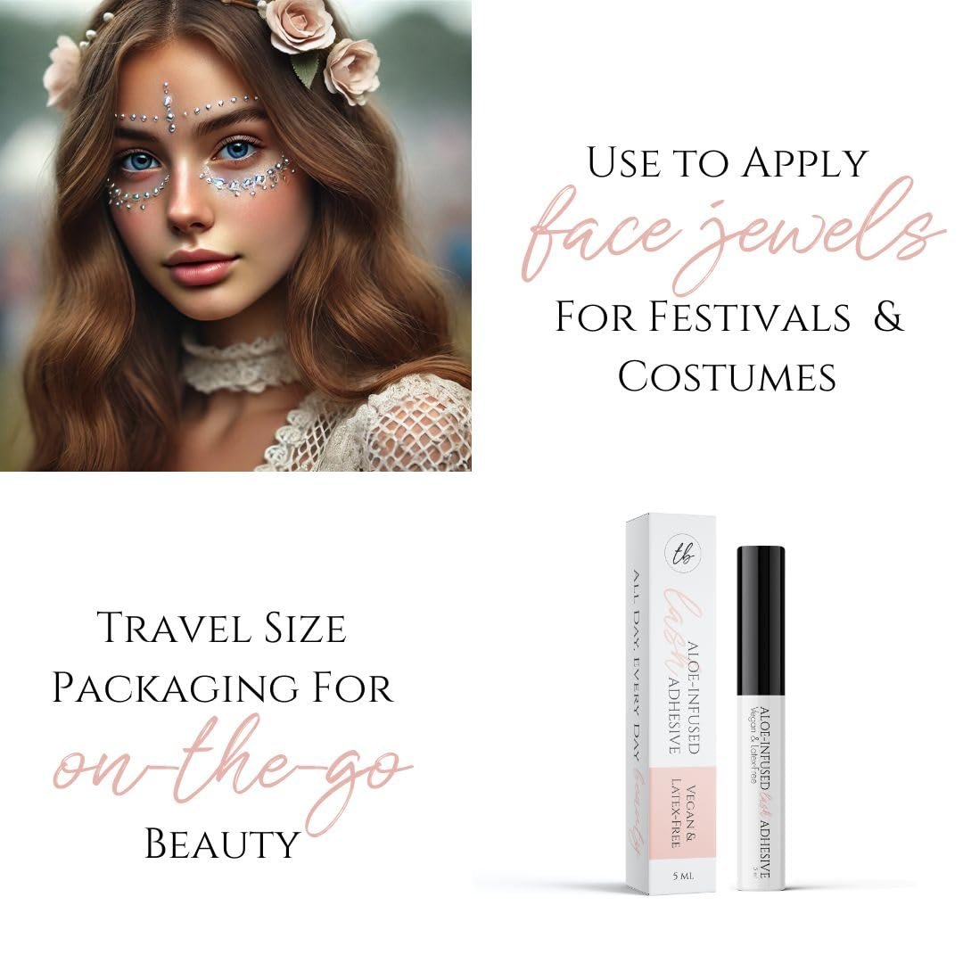 True Beauty Lashes Gentle Formula Lash Glue – 24 Hour Hold, Aloe-Infused, Dries Clear, Water Resistant Avelisse