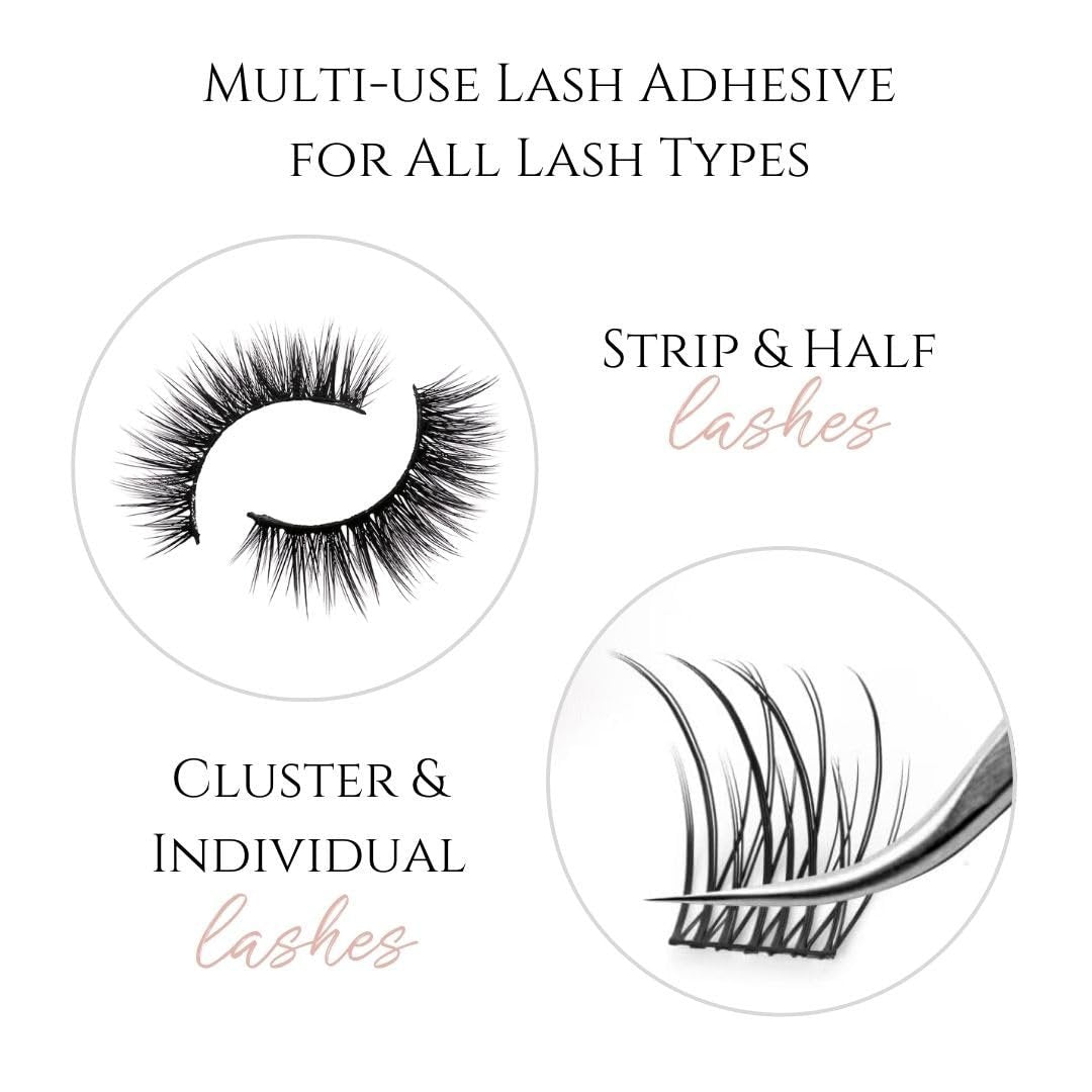True Beauty Lashes Gentle Formula Lash Glue – 24 Hour Hold, Aloe-Infused, Dries Clear, Water Resistant Avelisse