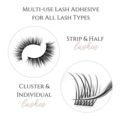 True Beauty Lashes Gentle Formula Lash Glue – 24 Hour Hold, Aloe-Infused, Dries Clear, Water Resistant Avelisse