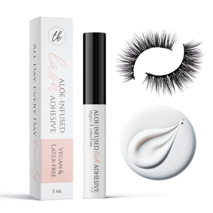 True Beauty Lashes Gentle Formula Lash Glue – 24 Hour Hold, Aloe-Infused, Dries Clear, Water Resistant Avelisse