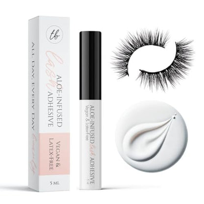 True Beauty Lashes Gentle Formula Lash Glue – 24 Hour Hold, Aloe-Infused, Dries Clear, Water Resistant Avelisse