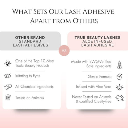 True Beauty Lashes Gentle Formula Lash Glue – 24 Hour Hold, Aloe-Infused, Dries Clear, Water Resistant Avelisse