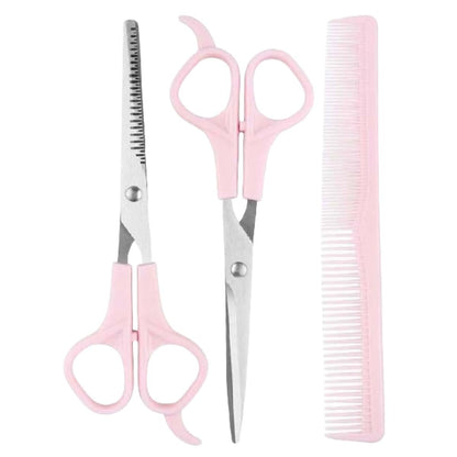 TIKMNO Pink Stainless Steel Hair Cutting Shears Set – 6.7in Professional Barber Scissors & Thinning Shears for Women, Men & Kids