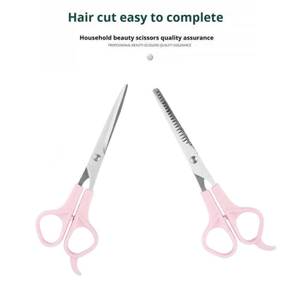 TIKMNO Pink Stainless Steel Hair Cutting Shears Set – 6.7in Professional Barber Scissors & Thinning Shears for Women, Men & Kids