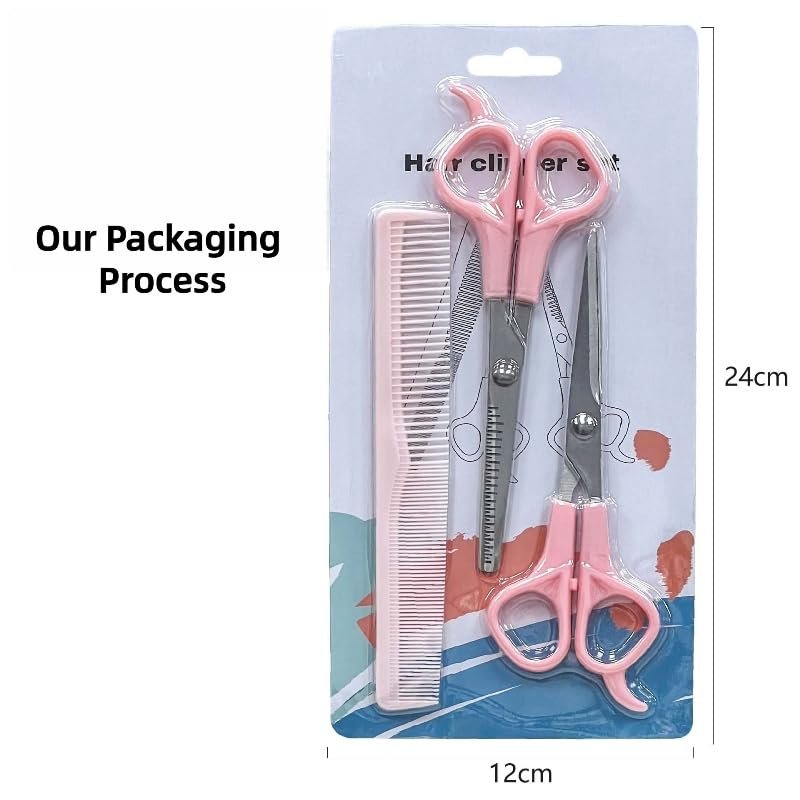 TIKMNO Pink Stainless Steel Hair Cutting Shears Set – 6.7in Professional Barber Scissors & Thinning Shears for Women, Men & Kids - görsel 11
