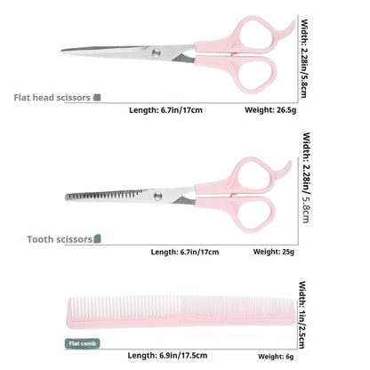 TIKMNO Pink Stainless Steel Hair Cutting Shears Set – 6.7in Professional Barber Scissors & Thinning Shears for Women, Men & Kids