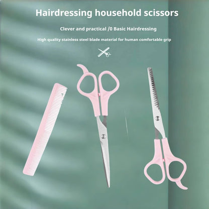 TIKMNO Pink Stainless Steel Hair Cutting Shears Set – 6.7in Professional Barber Scissors & Thinning Shears for Women, Men & Kids