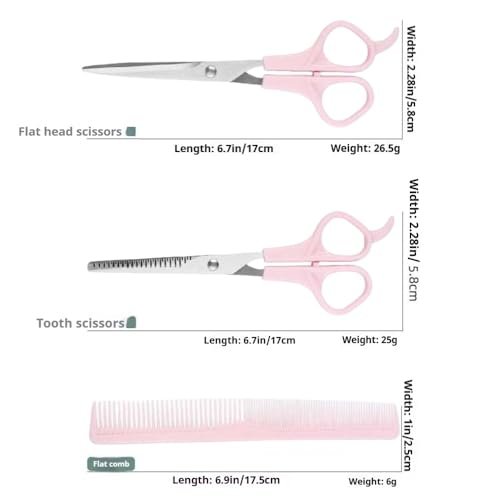 TIKMNO Pink Stainless Steel Hair Cutting Shears Set – 6.7in Professional Barber Scissors & Thinning Shears for Women, Men & Kids - görsel 4