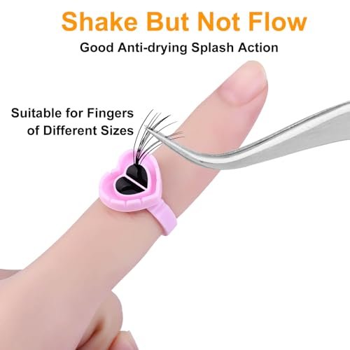 400-Pack Glue Cups & Rings for Eyelash Extensions - Pink Polypropylene Lash Adhesive Holders - görsel 10