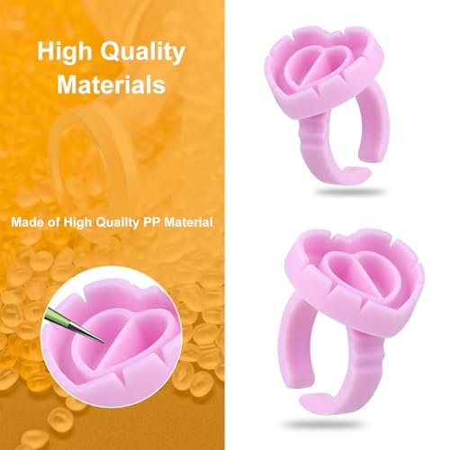400-Pack Glue Cups & Rings for Eyelash Extensions - Pink Polypropylene Lash Adhesive Holders - görsel 14