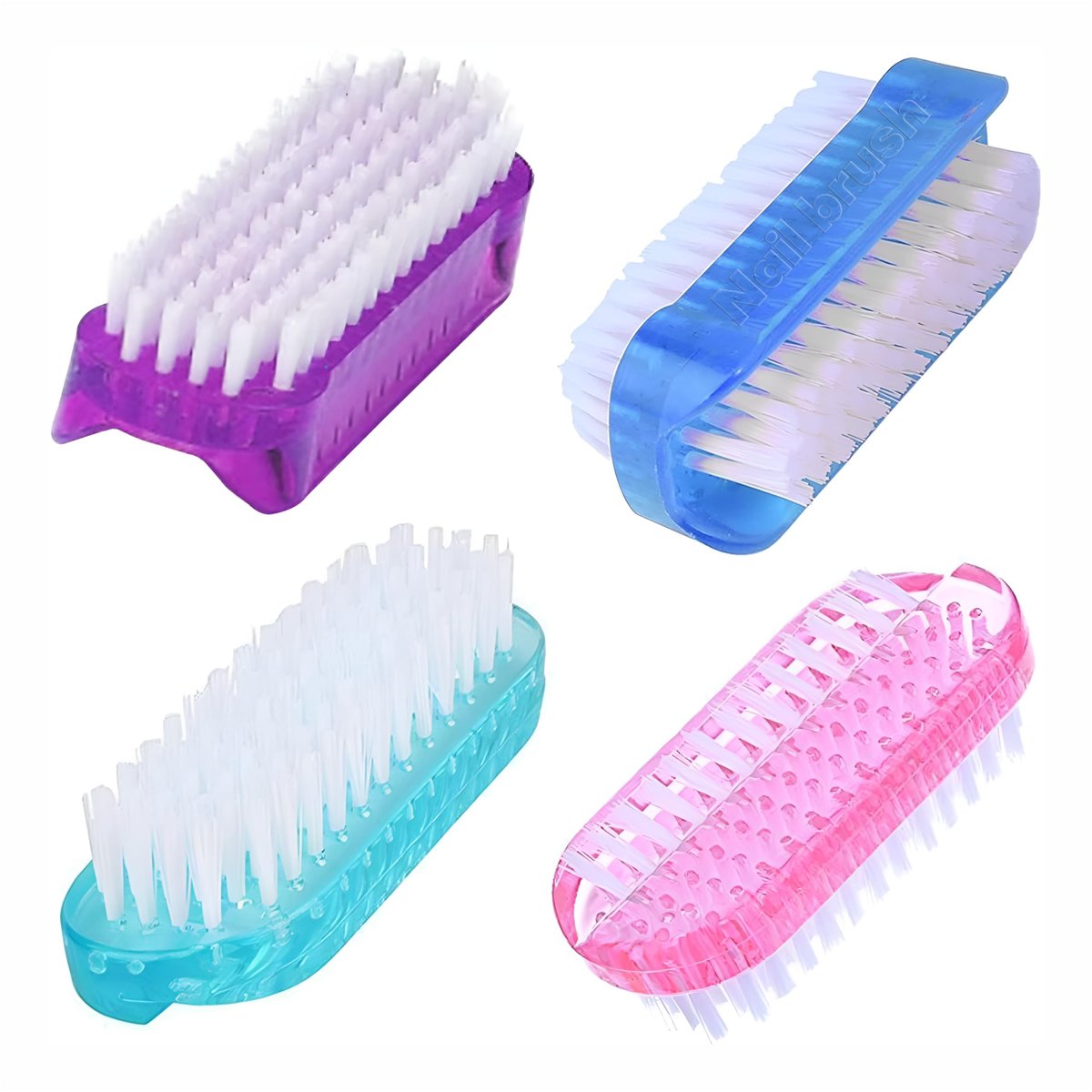 ROLECK 4-Pack Two-Sided Nail Brushes for Cleaning Fingernails and Toes - Multicolor Travel Nail Scrubber Brush for Men, Women, and Kids Avelisse