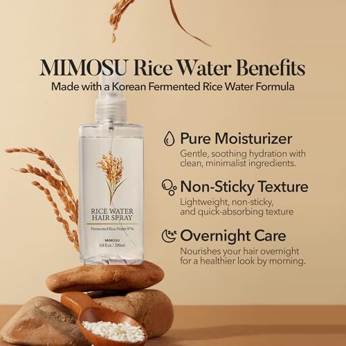 mimosu 97% Rice Water Hair Growth Spray - Fermented Rice Water & Biotin Serum with PHA Toner, Korean Hair Care Formula, 6.8 fl oz Avelisse