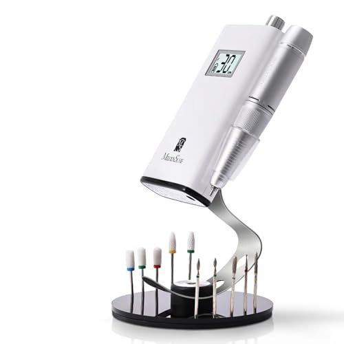 MelodySusie Clip-On Nail Drill Holder with 10 Drill Bit Slots – Acrylic Base Stand for Clip-On Electric Nail Files, Compatible with SC300F, SC320H, SC320F, SC320D, SC330G, SM330G, SC320C, MM400D, MB420G (Dark Grey) Avelisse