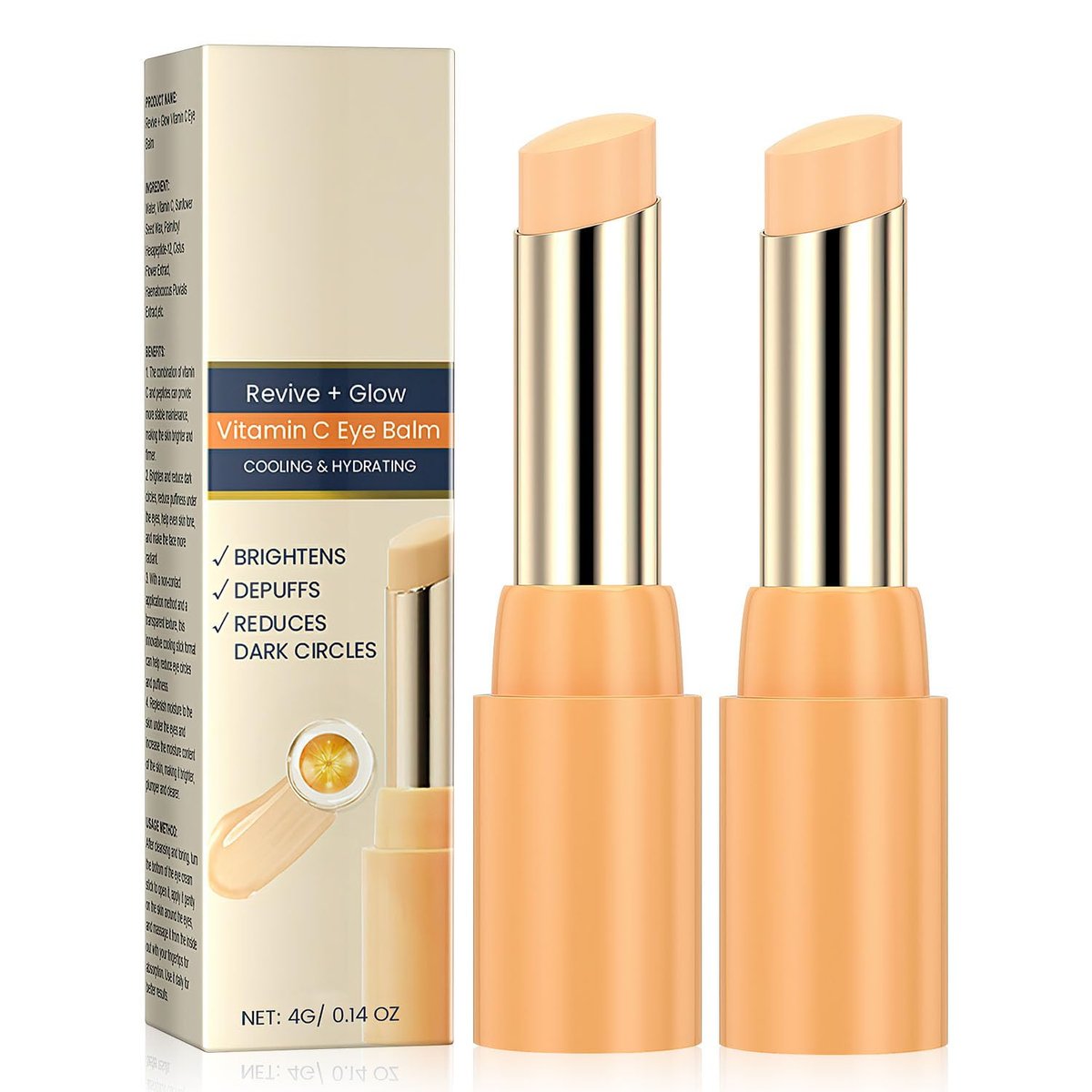 Tbexem Revive Glow Vitamin C Eye Balm - Hydrating Eye Cream for Dark Circles, Brightening & Puffiness (2-Pack) Avelisse