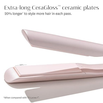 T3 SinglePass Smooth X Professional Flat Iron - Extra-Long Ceramic Plates, 9 Heat Settings, Satin Blush Avelisse