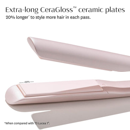 T3 SinglePass Smooth X Professional Flat Iron - Extra-Long Ceramic Plates, 9 Heat Settings, Satin Blush Avelisse
