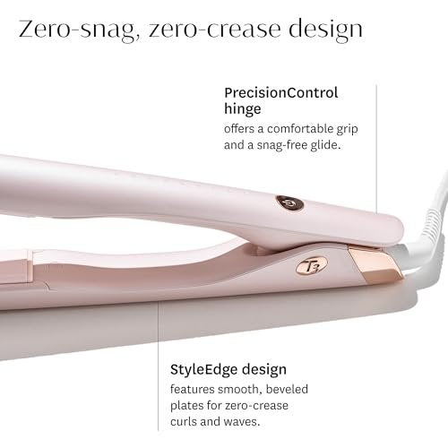 T3 SinglePass Smooth X Professional Flat Iron - Extra-Long Ceramic Plates, 9 Heat Settings, Satin Blush Avelisse