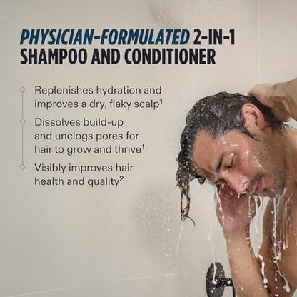 Nutrafol Men's Shampoo and Conditioner 2-in-1 - Cleanse, Hydrate, Unclog Pores for Thicker, Stronger Hair - Color Safe, Sulfate Free - 8.1 Fl Oz Avelisse