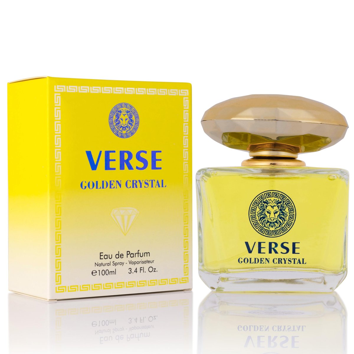 Verse Golden Crystal for Women - Floral Fruity Eau de Parfum, 3.4 fl oz (100ml) - Top Notes of Amalfi Lemon, Bergamot & Neroli - Base Notes of Guaiac Wood, Amber & Musk - Paraben-Free Elegant Fragrance Avelisse