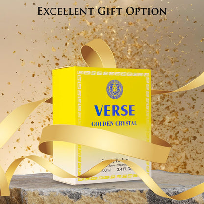 Verse Golden Crystal for Women - Floral Fruity Eau de Parfum, 3.4 fl oz (100ml) - Top Notes of Amalfi Lemon, Bergamot & Neroli - Base Notes of Guaiac Wood, Amber & Musk - Paraben-Free Elegant Fragrance Avelisse