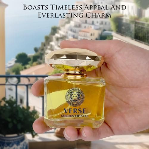 Verse Golden Crystal for Women - Floral Fruity Eau de Parfum, 3.4 fl oz (100ml) - Top Notes of Amalfi Lemon, Bergamot & Neroli - Base Notes of Guaiac Wood, Amber & Musk - Paraben-Free Elegant Fragrance Avelisse