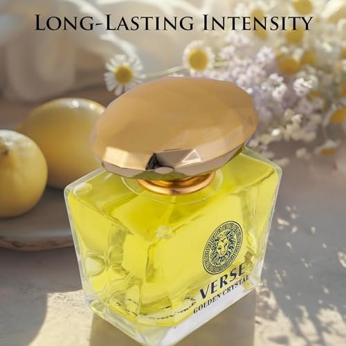 Verse Golden Crystal for Women - Floral Fruity Eau de Parfum, 3.4 fl oz (100ml) - Top Notes of Amalfi Lemon, Bergamot & Neroli - Base Notes of Guaiac Wood, Amber & Musk - Paraben-Free Elegant Fragrance Avelisse