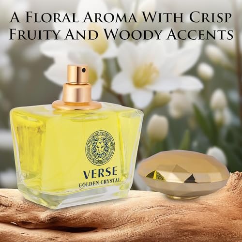 Verse Golden Crystal for Women - Floral Fruity Eau de Parfum, 3.4 fl oz (100ml) - Top Notes of Amalfi Lemon, Bergamot & Neroli - Base Notes of Guaiac Wood, Amber & Musk - Paraben-Free Elegant Fragrance Avelisse