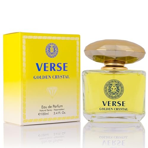 Verse Golden Crystal for Women - Floral Fruity Eau de Parfum, 3.4 fl oz (100ml) - Top Notes of Amalfi Lemon, Bergamot & Neroli - Base Notes of Guaiac Wood, Amber & Musk - Paraben-Free Elegant Fragrance Avelisse
