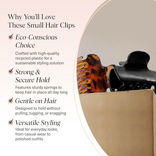 Kitsch Medium Claw Clips for Women - Strong Hold & Stylish Glossy Puffy Design Hair Accessories | Half-Up or Full Updos | 2pc Set, Black & Tort Avelisse