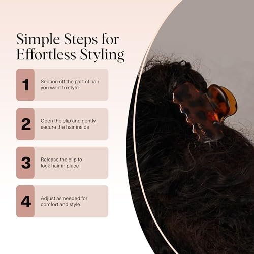 Kitsch Medium Claw Clips for Women - Strong Hold & Stylish Glossy Puffy Design Hair Accessories | Half-Up or Full Updos | 2pc Set, Black & Tort Avelisse