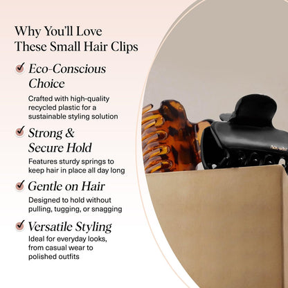 Kitsch Medium Claw Clips for Women - Strong Hold & Stylish Glossy Puffy Design Hair Accessories | Half-Up or Full Updos | 2pc Set, Black & Tort Avelisse
