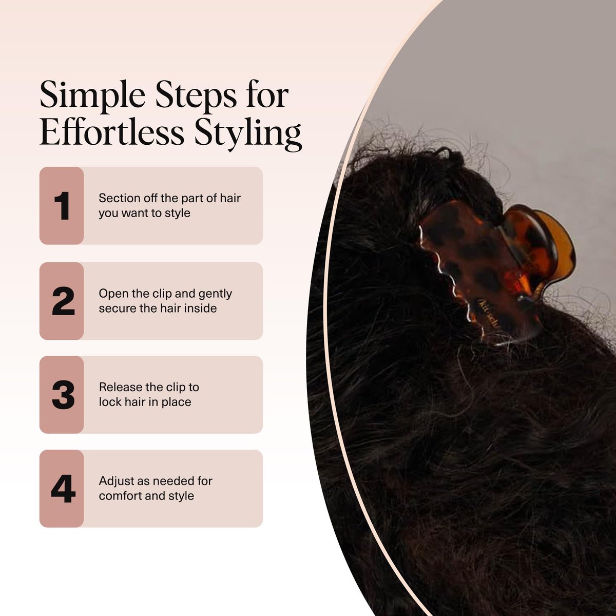 Kitsch Medium Claw Clips for Women - Strong Hold & Stylish Glossy Puffy Design Hair Accessories | Half-Up or Full Updos | 2pc Set, Black & Tort Avelisse