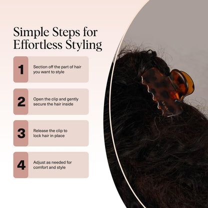 Kitsch Medium Claw Clips for Women - Strong Hold & Stylish Glossy Puffy Design Hair Accessories | Half-Up or Full Updos | 2pc Set, Black & Tort Avelisse