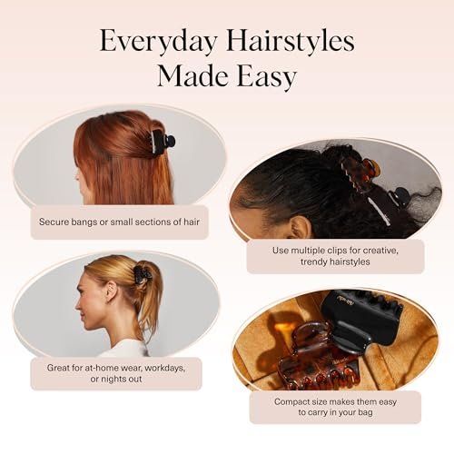 Kitsch Medium Claw Clips for Women - Strong Hold & Stylish Glossy Puffy Design Hair Accessories | Half-Up or Full Updos | 2pc Set, Black & Tort Avelisse