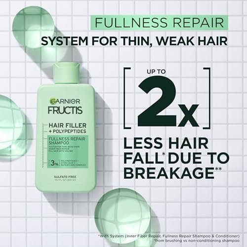 Garnier Fructis Hair Filler Fullness Repair Shampoo - Volumizing Shampoo with Polypeptides & Hair Repair Complex for Thin, Weak Split Ends, 10.1 Fl Oz - görsel 4
