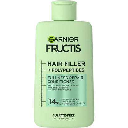 Garnier Fructis Hair Filler Fullness Repair Conditioner for Thin, Weak Hair with Polypeptides and Hair Repair Complex, 10.1 Fl Oz