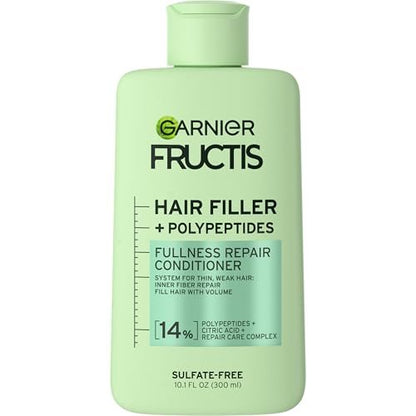 Garnier Fructis Hair Filler Fullness Repair Conditioner for Thin, Weak Hair with Polypeptides and Hair Repair Complex, 10.1 Fl Oz