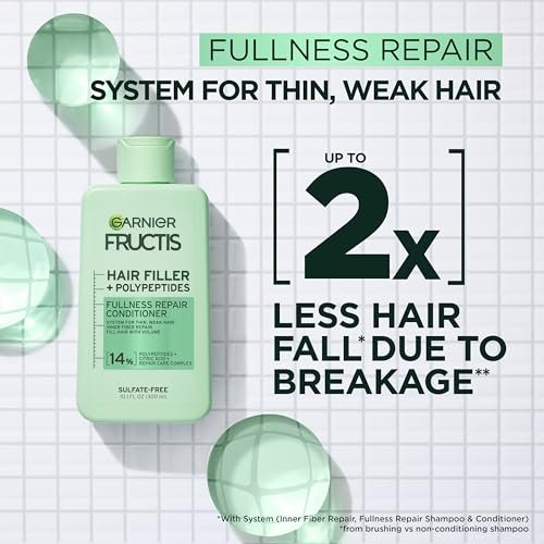 Garnier Fructis Hair Filler Fullness Repair Conditioner for Thin, Weak Hair with Polypeptides and Hair Repair Complex, 10.1 Fl Oz - görsel 3