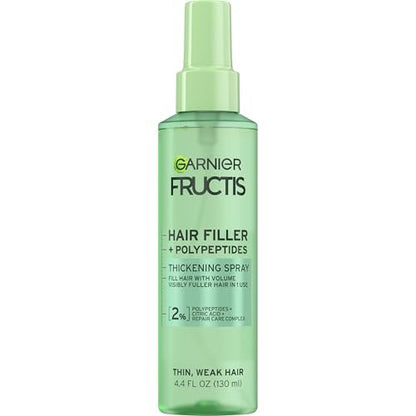Garnier Fructis Hair Filler Fullness Repair Thickening Spray - Volumizing Spray with Polypeptides and Hair Repair Complex for Thin, Weak Split Ends, 4.4 Fl Oz
