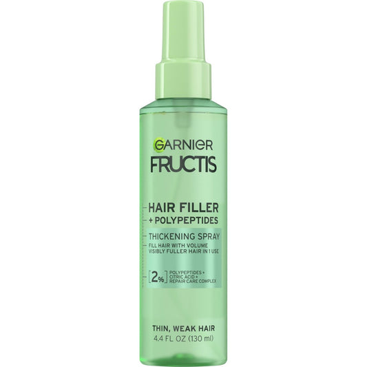Garnier Fructis Hair Filler Fullness Repair Thickening Spray - Volumizing Spray with Polypeptides and Hair Repair Complex for Thin, Weak Split Ends, 4.4 Fl Oz