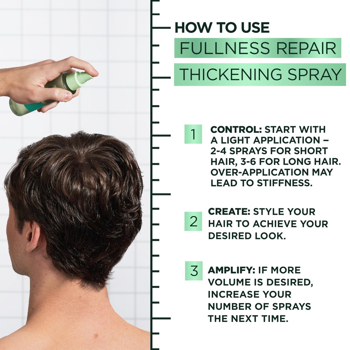 Garnier Fructis Hair Filler Fullness Repair Thickening Spray - Volumizing Spray with Polypeptides and Hair Repair Complex for Thin, Weak Split Ends, 4.4 Fl Oz - görsel 17